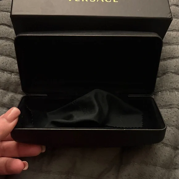 Versace Black Square Women's Sunglasses with Dark Lenses - Picture 5 of 10